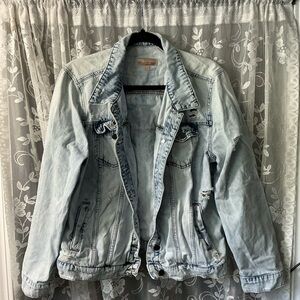Kut from the Kloth Light Blue Jean Jacket distressed size large